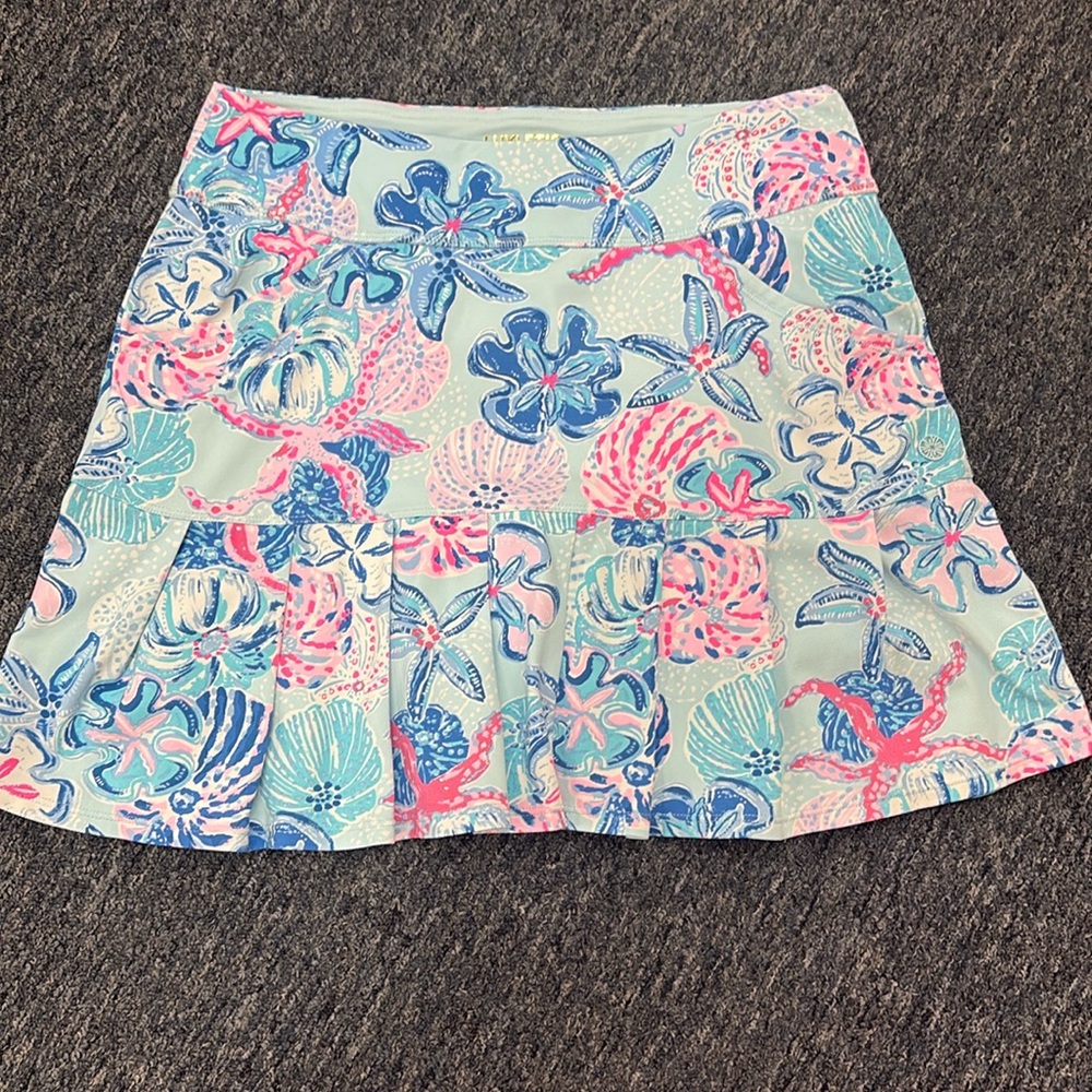 Lilly Pulitzer Luxletic Bessie Skort, Starfish Coral Sea Shell , Blue, Medium